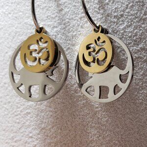 Stainless steel Hypoallergenic Elephant/OM hoop earrings 12mm/15mm/20mm
